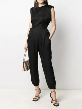 BA&SH JACKO Wide Leg Harem Pants Leopard Animal Jacquard Print Black